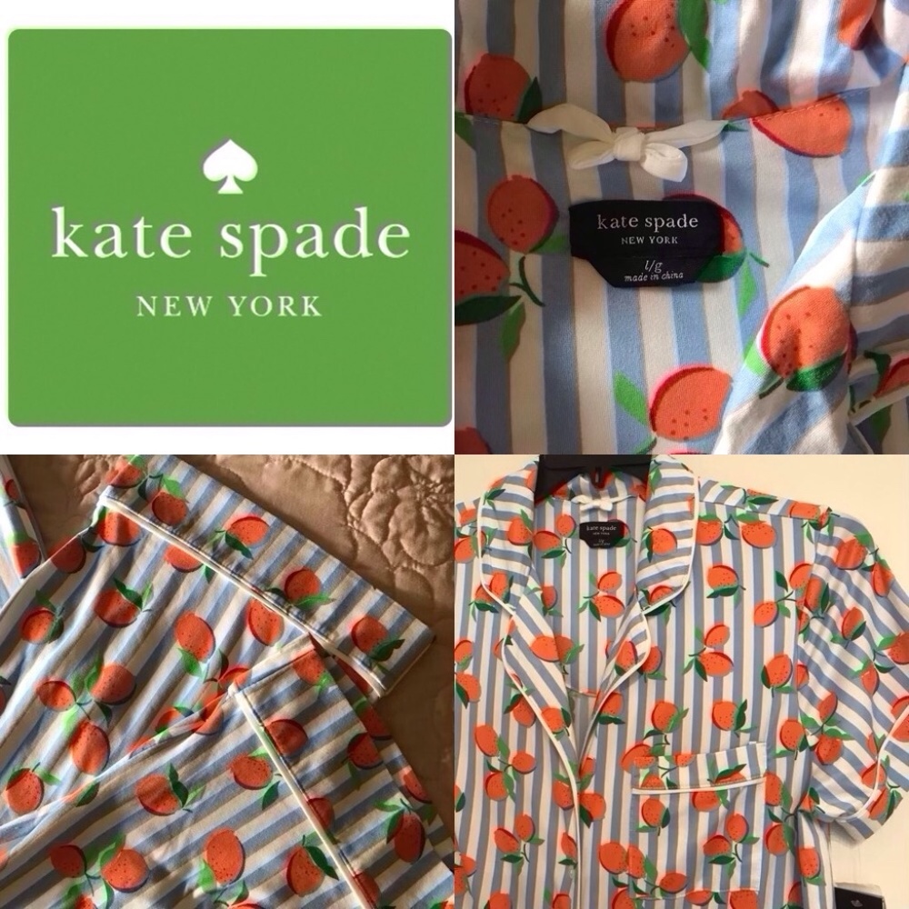 NWT Super cute 🍊Kate Spade Cropped Printed Pajama Set Size Large - Picture 1 of 5